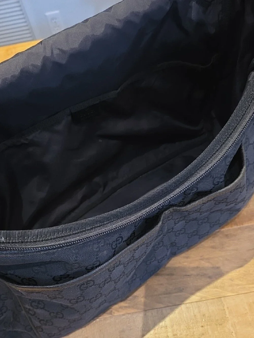 Gucci Black Monogram Diaper Messenger Crossbody Bag